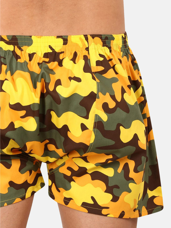 Styx Khaki-žluté pánské vzorované trenýrky Styx