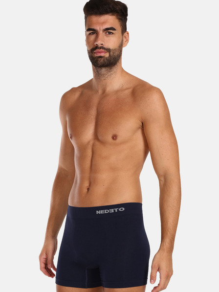 Nedeto Tmavě modré pánské bezešvé bambusové boxerky Nedeto