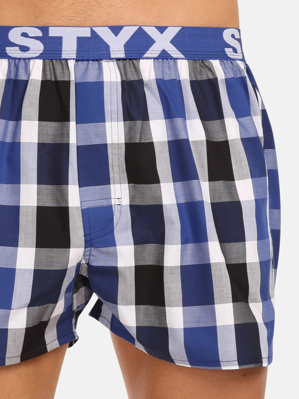 Styx Modro-černé pánské kostkované trenýrky Styx