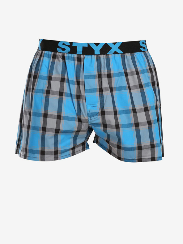 Styx Modré pánské kostkované trenýrky Styx