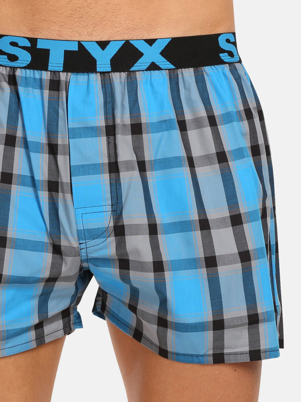 Styx Modré pánské kostkované trenýrky Styx