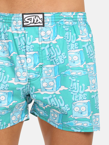 Styx Tyrkysové pánské trenýrky Styx art Ledové kostky