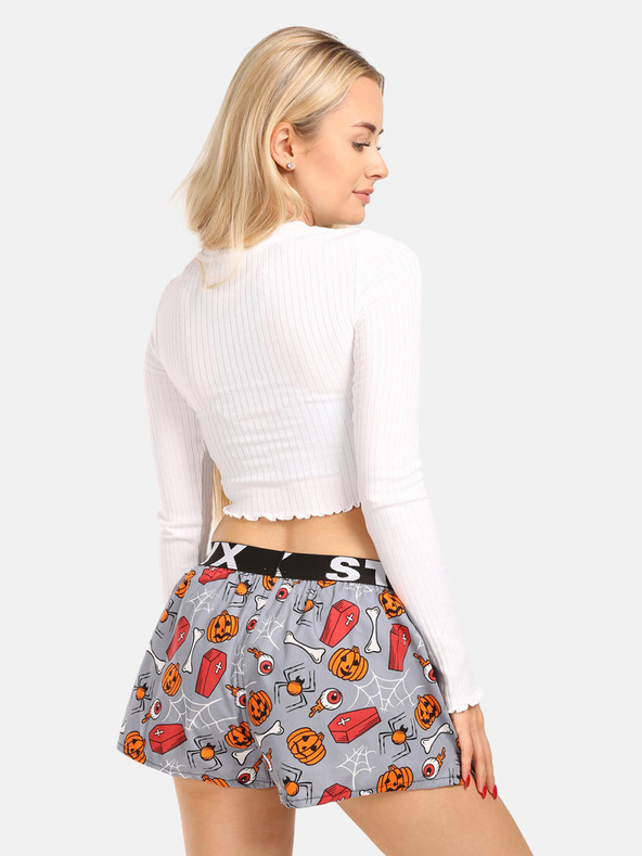Styx Oranžovo-šedé dámské vzorované trenýrky na spaní Styx Halloween rakve