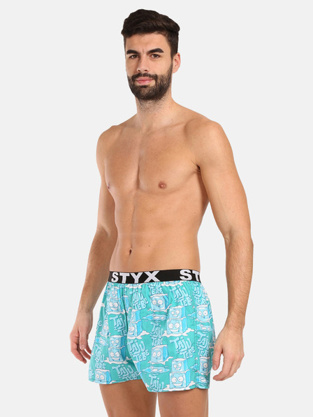 Styx Tyrkysové pánské vzorované trenýrky Styx Ledové kostky