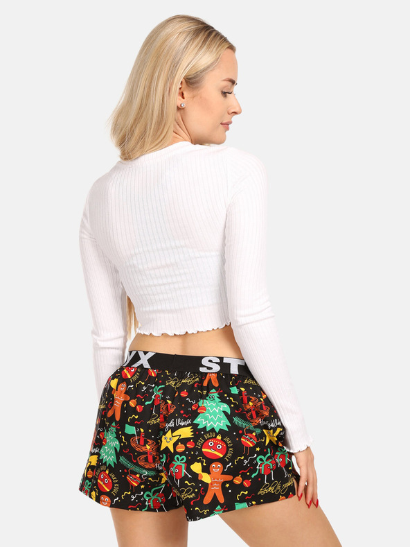 Styx Zeleno-černé dámské vzorované trenýrky na spaní Styx Vánoce ozdoby