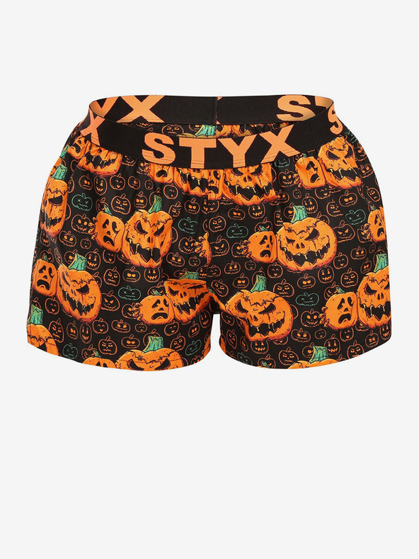 Styx Černo-oranžové dámské vzorované trenýrky na spaní Styx Halloween dýně