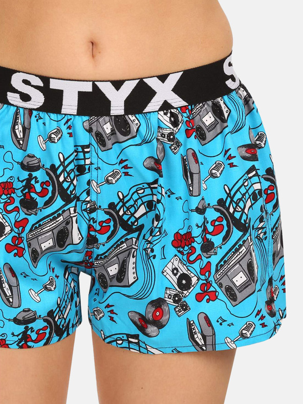 Styx Černo-modré dámské vzorované trenýrky na spaní Styx Hudba