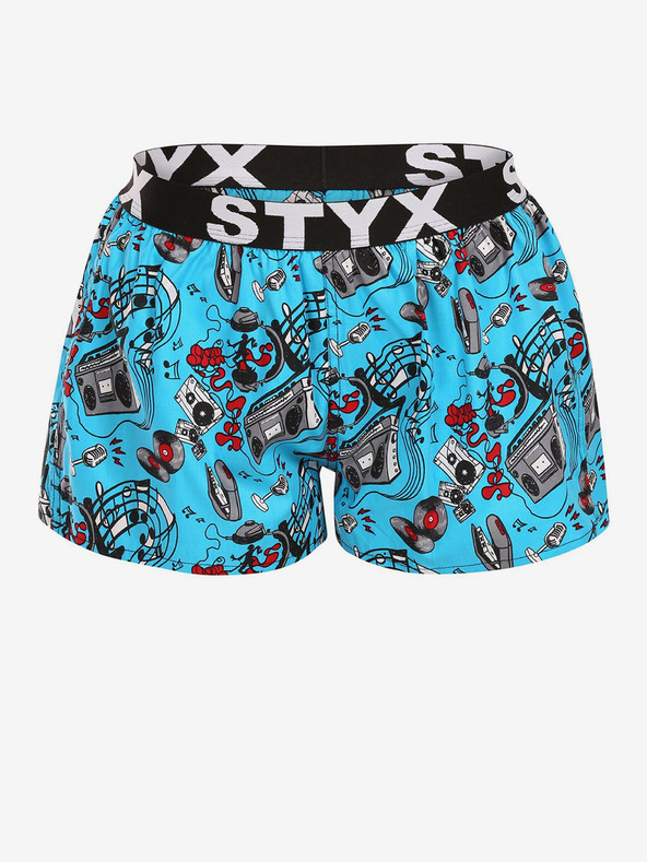 Styx Černo-modré dámské vzorované trenýrky na spaní Styx Hudba