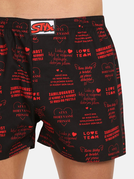 Styx Černé pánské trenýrky Styx art Valentýn texty