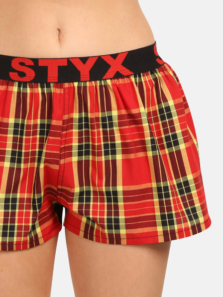 Styx Červené dámské kárované trenýrky Styx