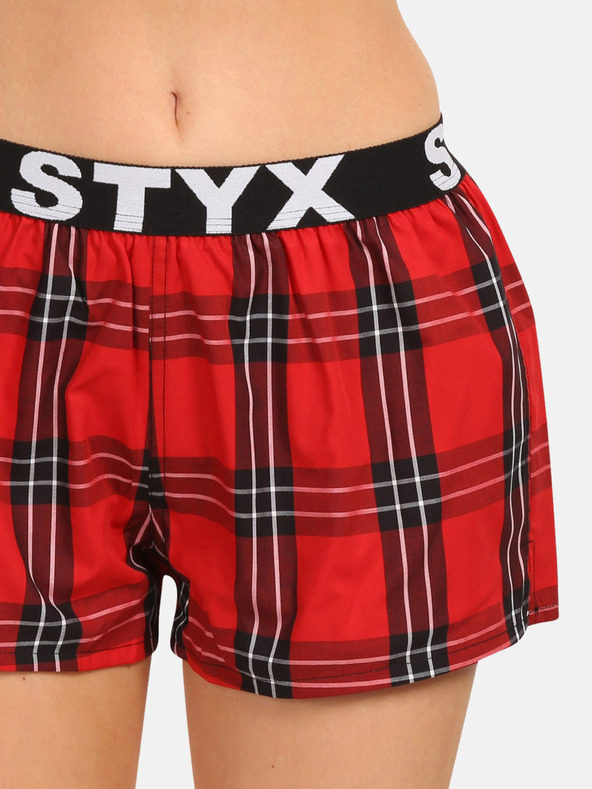 Styx Červené dámské kostkované trenýrky Styx