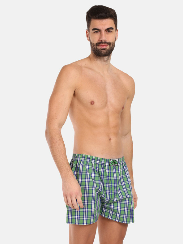 Styx Zelené pánské kostkované trenýrky Styx