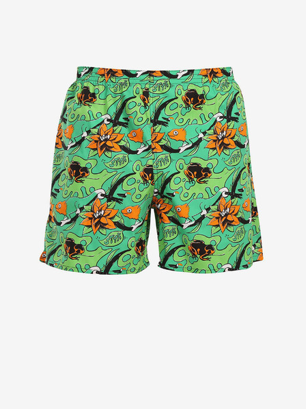 Styx Zelené pánské domácí trenýrky s kapsami Styx Tropic