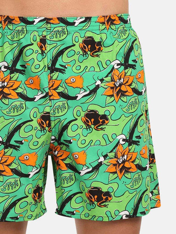 Styx Zelené pánské domácí trenýrky s kapsami Styx Tropic