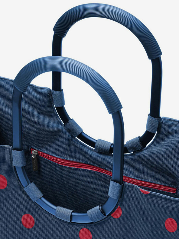 Reisenthel Tmavě modrá dámská puntíkovaná taška Reisenthel Loopshopper L Frame Mixed Dots