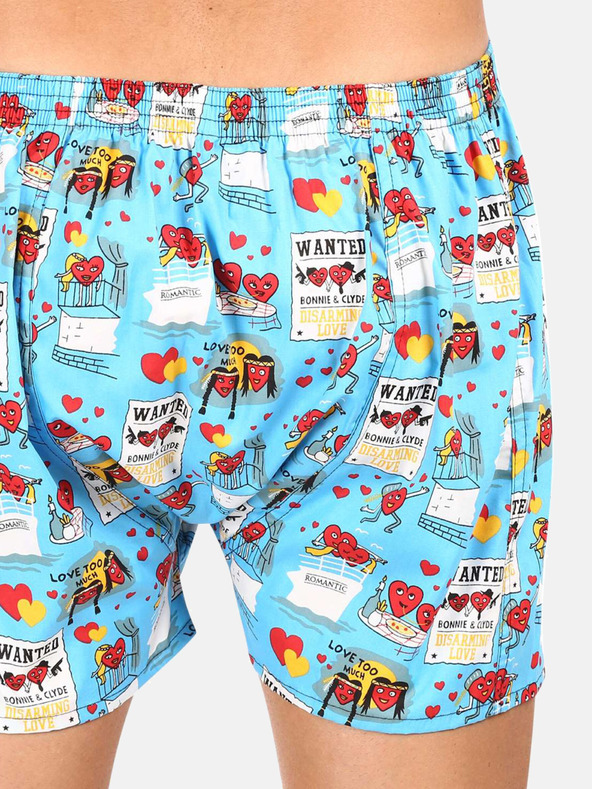 Styx Sada tří pánských vzorovaných trenýrek ve světle modré, šedé a červené barvě STYX