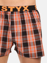 Styx Černo-oranžové pánské kostkované trenýrky Styx