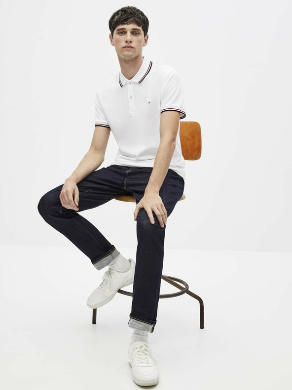 Celio Bílé pánské polo tričko Celio Necetwo