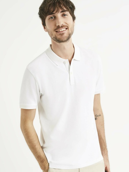 Celio Bílé pánské polo tričko Celio