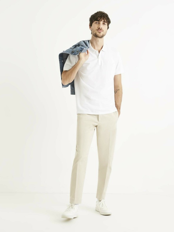 Celio Bílé pánské polo tričko Celio