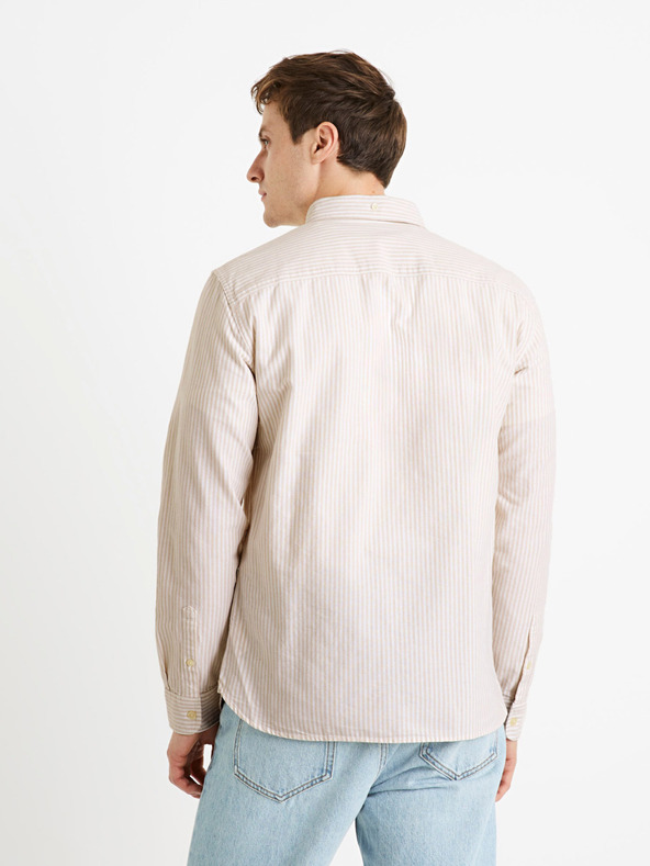 Celio Béžová košile regular oxford Celio Caoxfordy