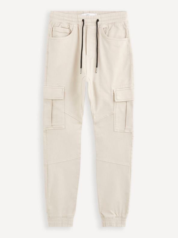 Celio Béžové pánské cargo kalhoty Celio Cokit4