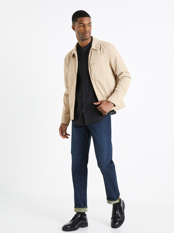 Celio Černá pánská lněná košile Celio Damopoc