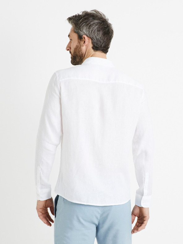 Celio Bílá pánská lněná košile Celio Daflix