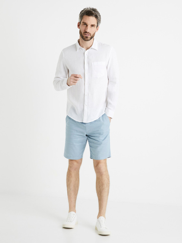 Celio Bílá pánská lněná košile Celio Daflix