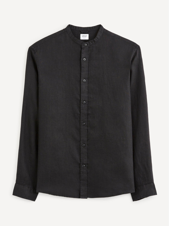 Celio Černá pánská lněná košile Celio Damaolin