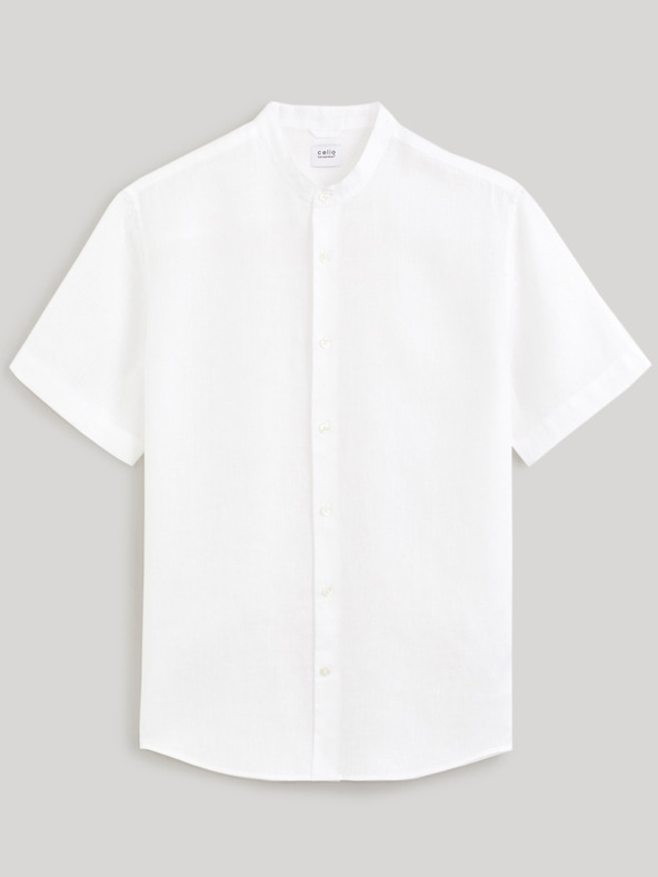 Celio Bílá pánská lněná košile Celio Damopoc