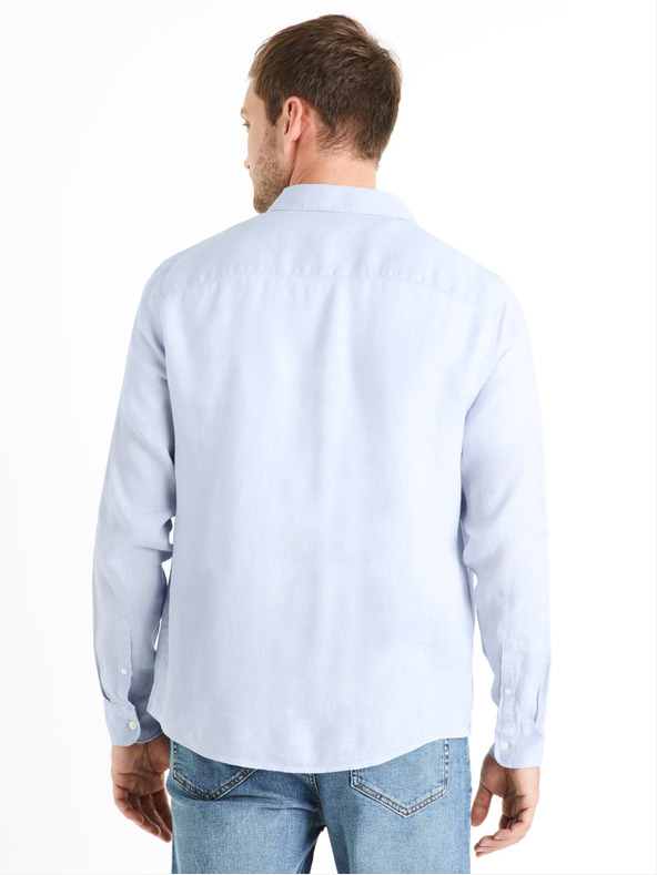 Celio Světle modrá pánská lněná košile Celio Daflix