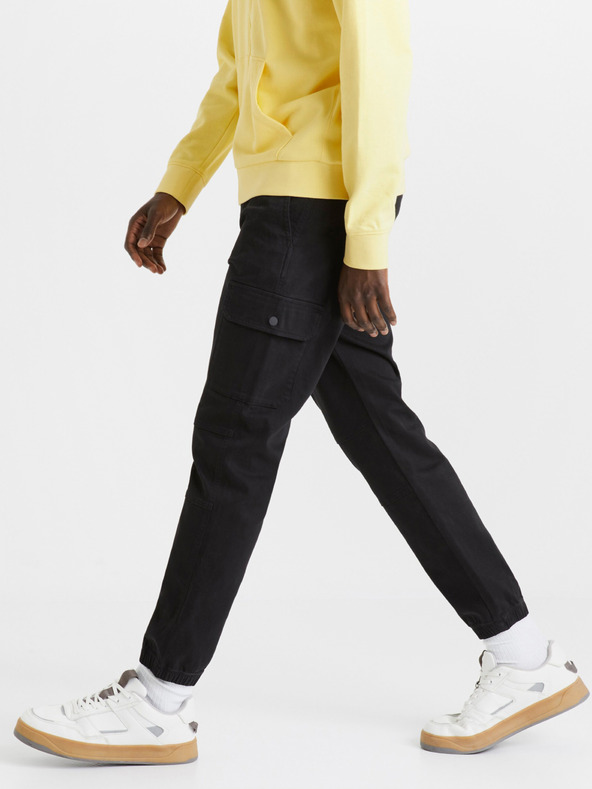 Celio Černé pánské cargo kalhoty Celio Dolyte