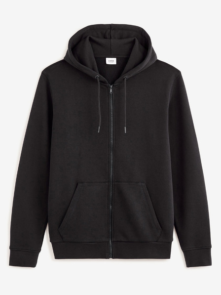 Celio Černá pánská basic mikina s kapucí Celio Fethree