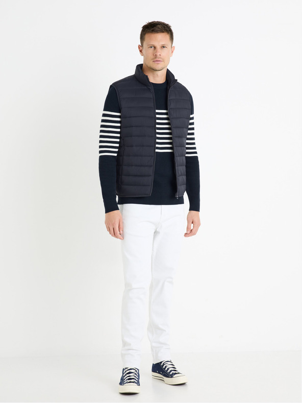 Celio Tmavě modrá pánská prošívaná vesta Celio Fulock