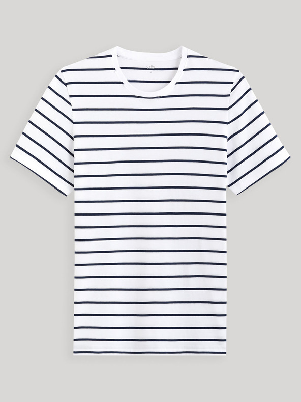Celio Bílé pánské pruhované tričko Celio Gebaser