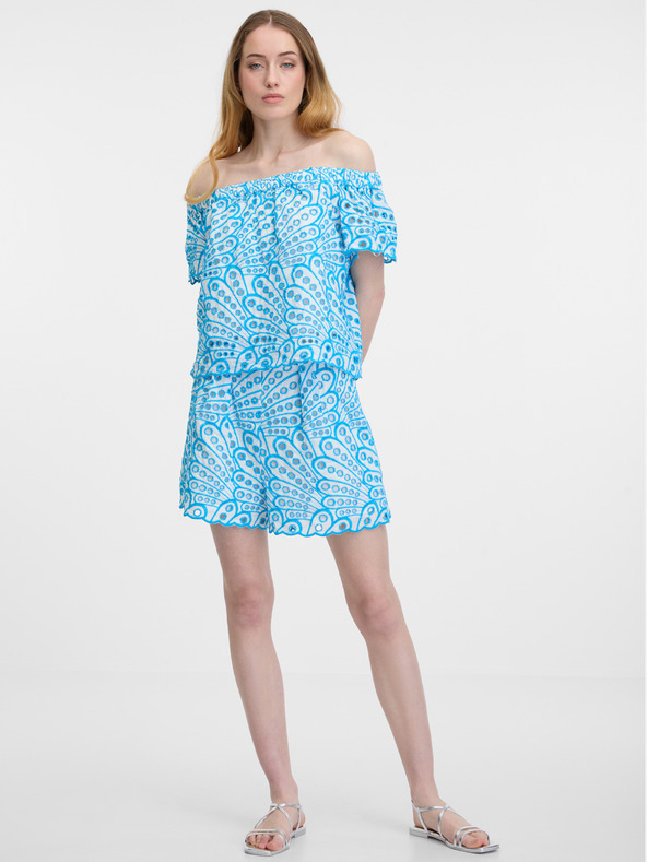 Orsay Modré dámské vzorované kraťasy ORSAY