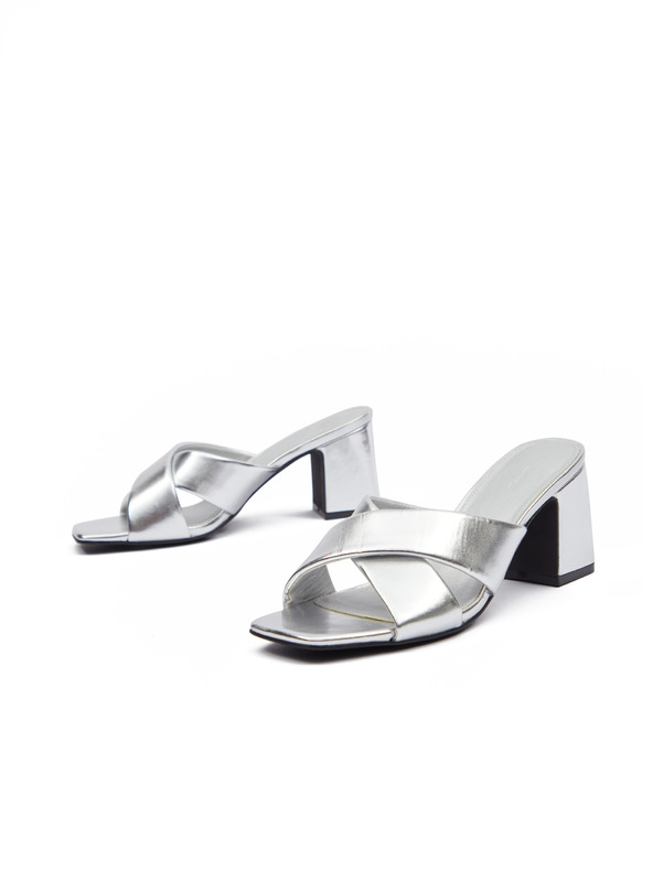 Orsay Stříbrné dámské pantofle na podpatku ORSAY