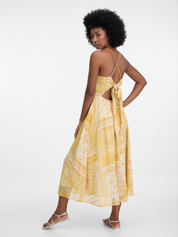 Orsay Žluté dámské midi šaty ORSAY