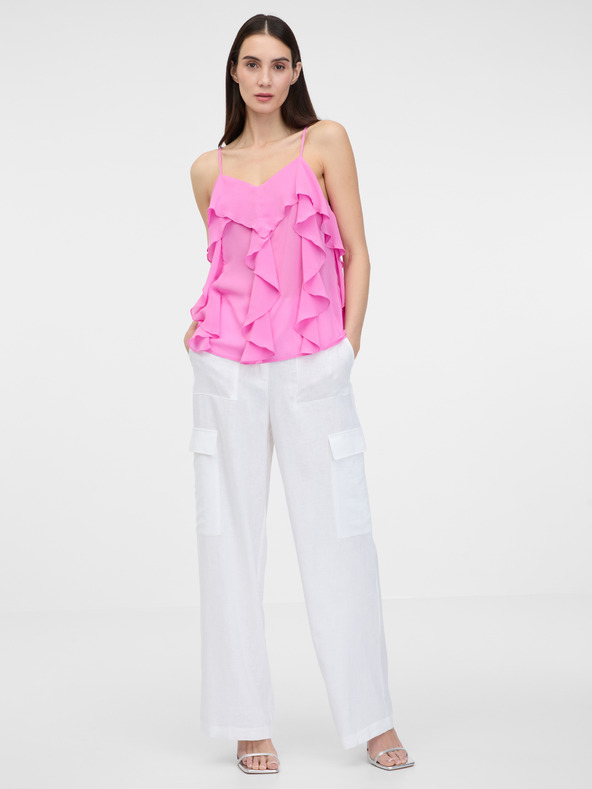 Orsay Bílé dámské široké kalhoty ORSAY