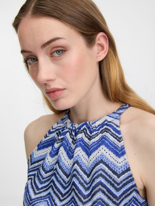 Orsay Modré dámské vzorované tílko ORSAY