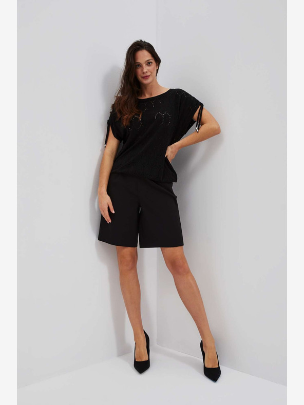 Moodo Černé dámské ažurové tričko Moodo