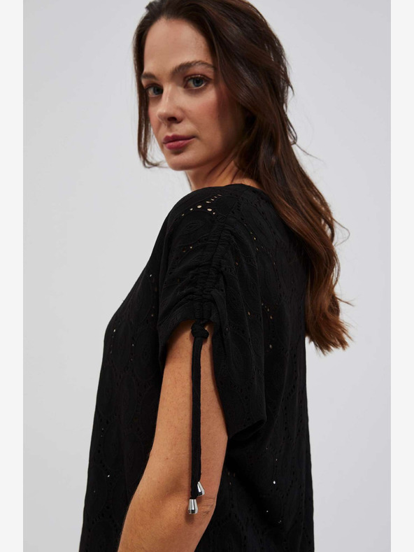 Moodo Černé dámské ažurové tričko Moodo