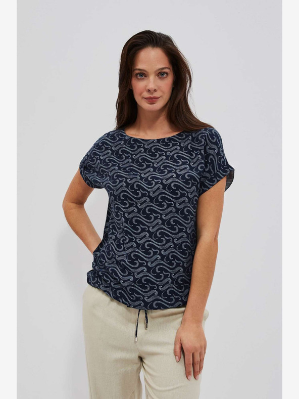 Moodo Tmavě modré vzorované tričko Moodo