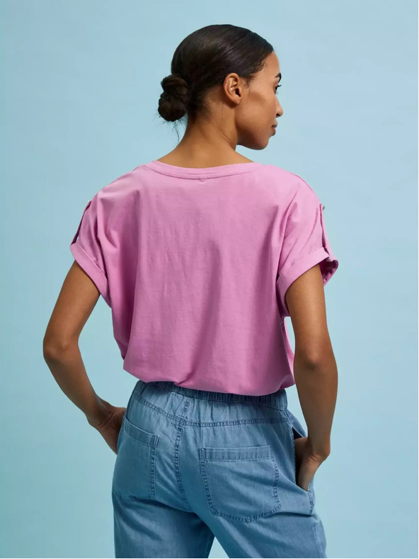 Moodo Růžové tričko s výstřihem do V Moodo