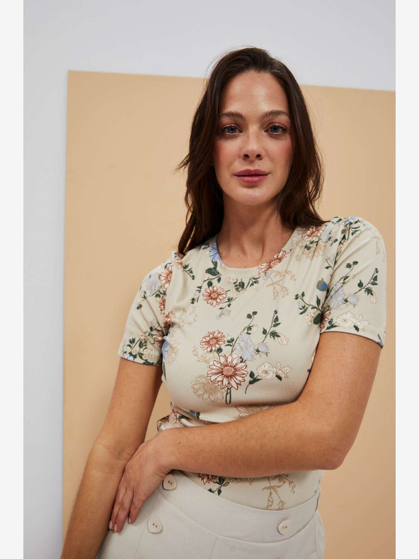 Moodo Béžové tričko s potiskem Moodo