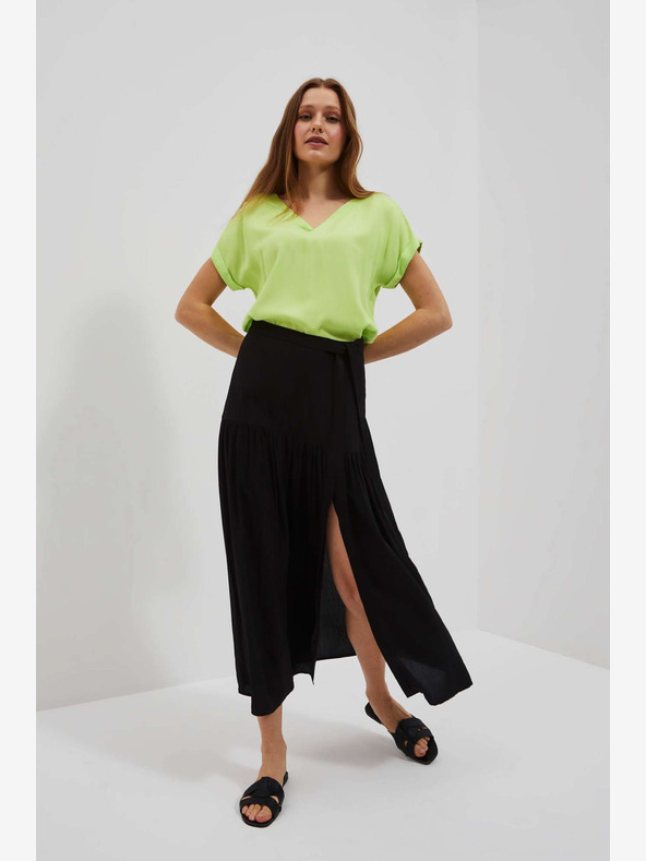 Moodo Zelené tričko s výstřihem do V Moodo