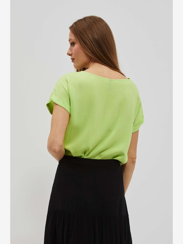 Moodo Zelené tričko s výstřihem do V Moodo