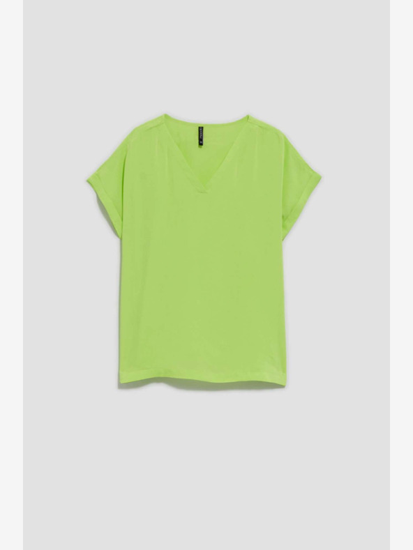 Moodo Zelené tričko s výstřihem do V Moodo