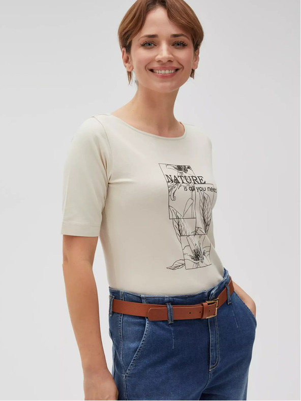 Moodo Béžové dámské tričko Moodo